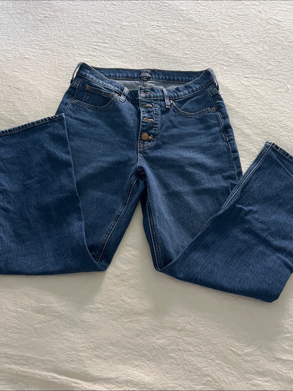 J. Crew Straight-Leg Button-Fly Jeans in Dark Blue